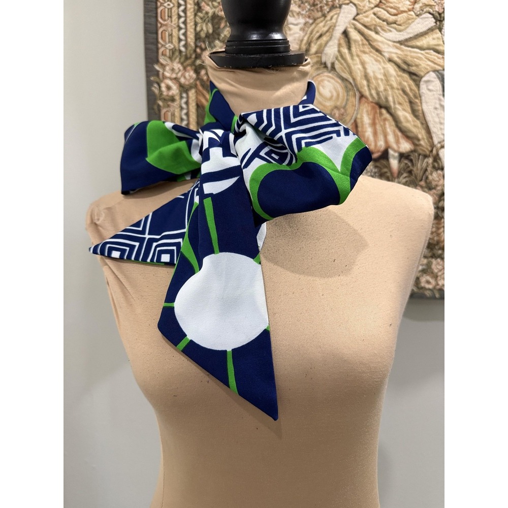 Blue Green Floral Scarf Womens One Size Long Skinny Rectangle Neck Wrap 59 Inch